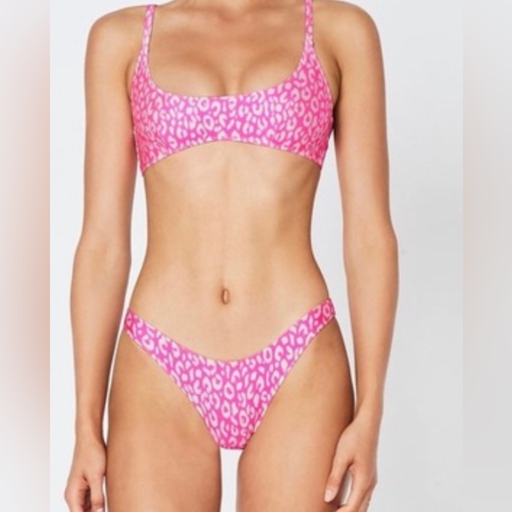 Pink cheetah triangl bikini